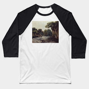 The Weir at the Mill by Gustave Courbet Baseball T-Shirt